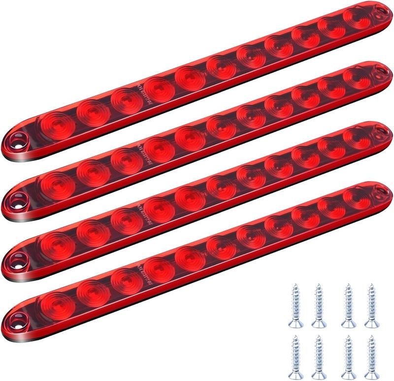 MICTUNING 4PCS 16 inches 11 LED Red Trailer Light Bar - Waterproof Sealed Park Turn Signal Light Tail Brake Stop Bar Truck Trailer Marker ID Bar - Image 1