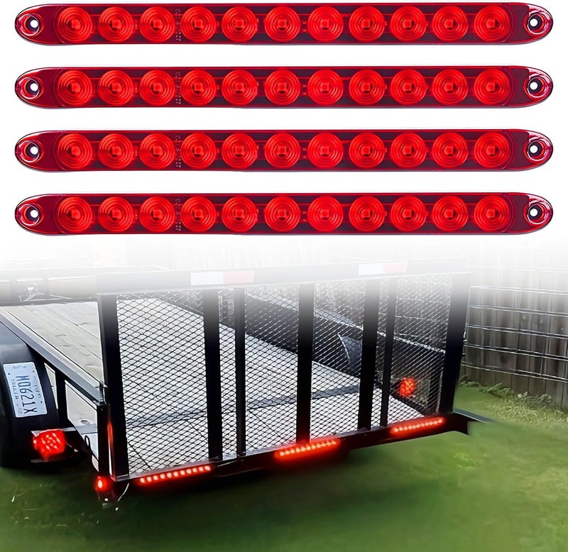 MICTUNING 4PCS 16 inches 11 LED Red Trailer Light Bar - Waterproof Sealed Park Turn Signal Light Tail Brake Stop Bar Truck Trailer Marker ID Bar - Image 2
