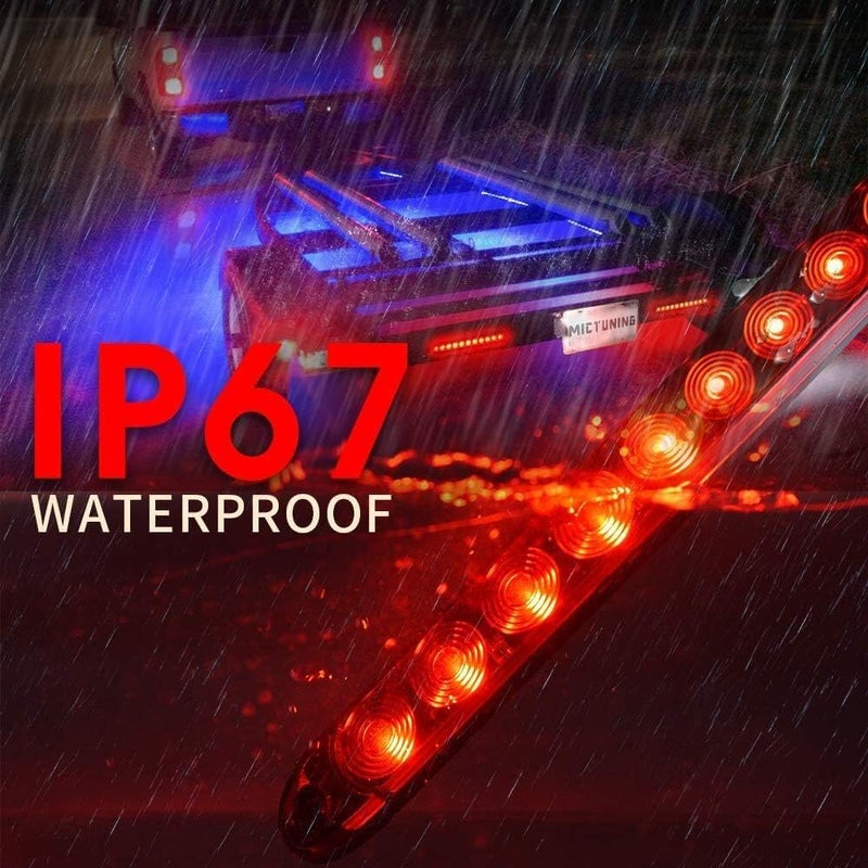MICTUNING 4PCS 16 inches 11 LED Red Trailer Light Bar - Waterproof Sealed Park Turn Signal Light Tail Brake Stop Bar Truck Trailer Marker ID Bar - Image 4