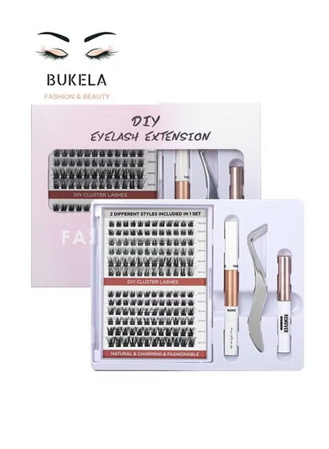 Bukela Weekly Natural Lashes 144 Clusters, Reusable Individual Eyelash Extensions DIY Kit for Perfect Natural Look - Image 1