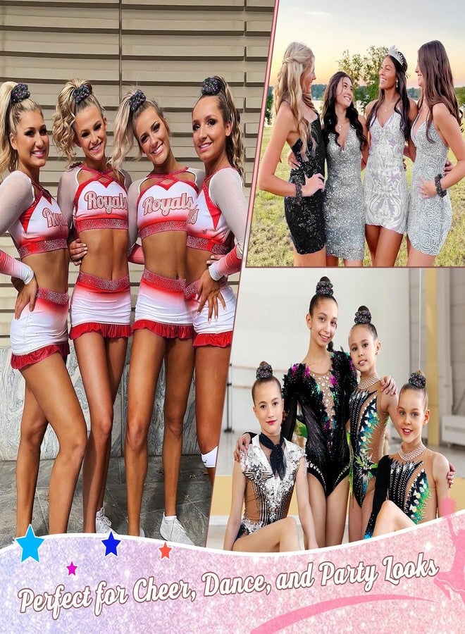 CEELGON Glitter Black Rhinestone Scrunchies for Cheer Competition Sparkly Cheerleading Scrunchie Hair Accessories Elastic Band for Cheerleaders Girls (Black) - Image 5