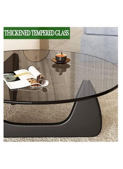 JOMILA Triangle Coffee Table, Mid Century Modern Glass Low End Table, with Solid Wood Base, Easy to Assemble, for Bedroom, Office, Living Room  - Image 5