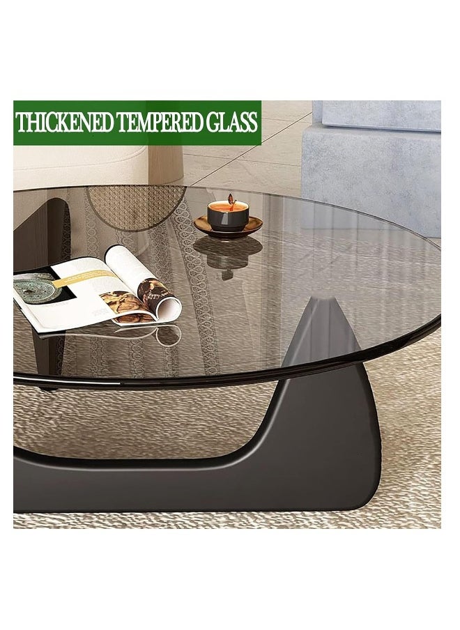 JOMILA Triangle Coffee Table, Mid Century Modern Glass Low End Table, with Solid Wood Base, Easy to Assemble, for Bedroom, Office, Living Room  - Image 5
