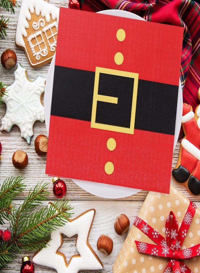 Whaline 80 Pack Christmas Napkins 6.5 x 6.5 Inch Santa's Belt Disposable Napkins Merry Christmas Dinner Napkins Holiday Paper Napkins for Xmas Winter Birthday Party Supplies Table Decoration - Image 5