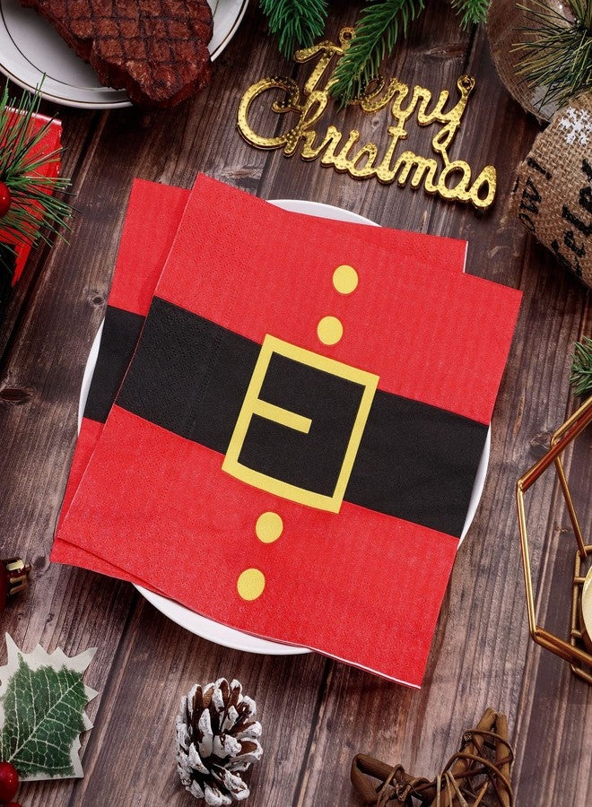 Whaline 80 Pack Christmas Napkins 6.5 x 6.5 Inch Santa's Belt Disposable Napkins Merry Christmas Dinner Napkins Holiday Paper Napkins for Xmas Winter Birthday Party Supplies Table Decoration - Image 4