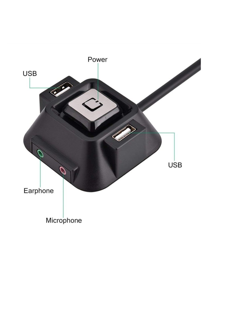 SYOSI - Desktop Computer Power Switch Power Supply Cable, Dual USB Port Power Reset Button with Audio and Microphone Port Power Button Extension Cable 47.24inch Length for Desktop PC Case - Image 1
