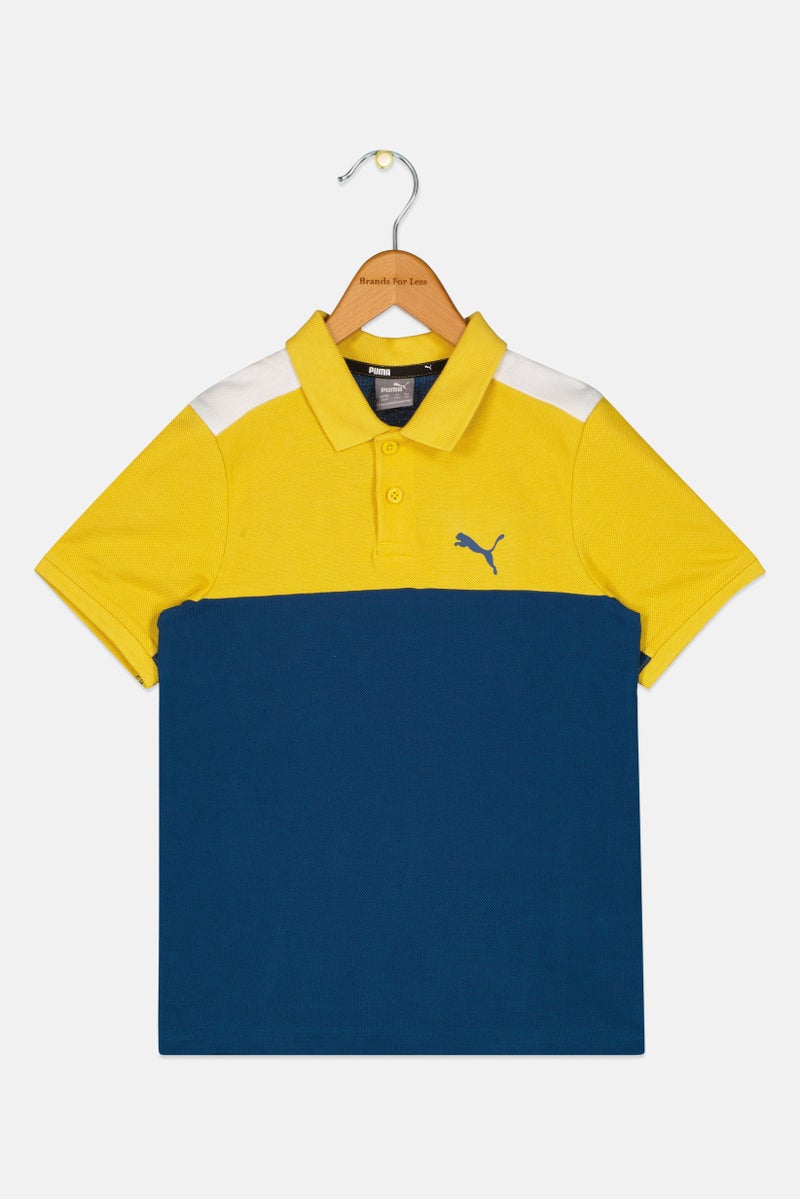 PUMA Kids Boy Brand Logo Short Sleeve Outdoor Polo Shirt, Multicolor - Image 3