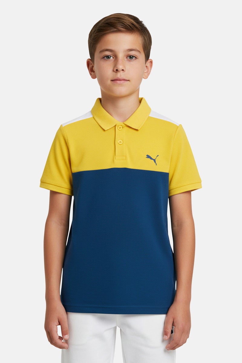 PUMA Kids Boy Brand Logo Short Sleeve Outdoor Polo Shirt, Multicolor - Image 1