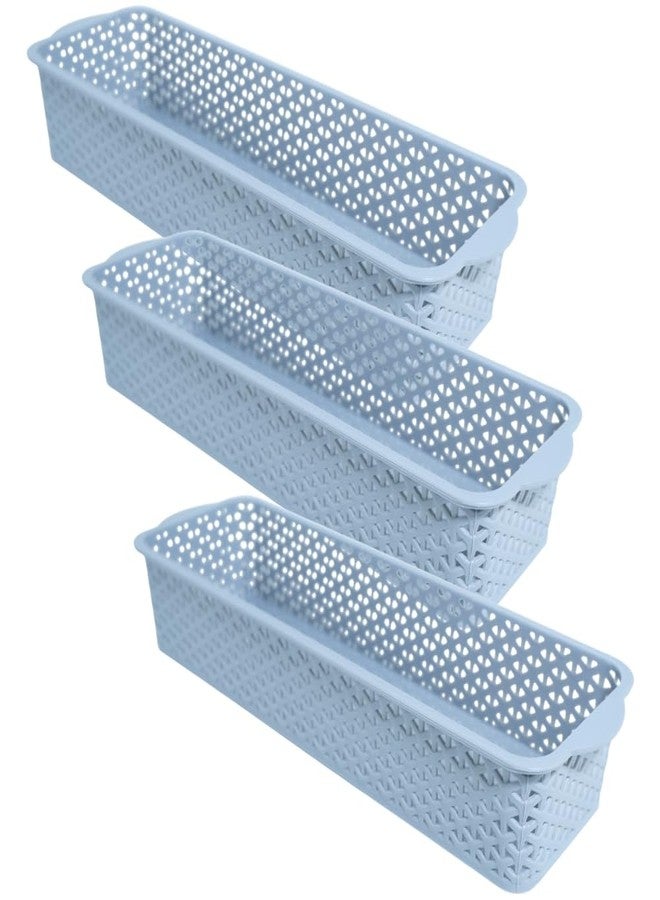 Simply Home Deskmate Multi-Purpose Plastic Storage Basket|Durable Stackable Organizer Tokri For Home,Kitchen,Bathroom & Office|Cutlery Tray,Cosmetics,Stationery|Set Of 3|Light Grey - Image 1