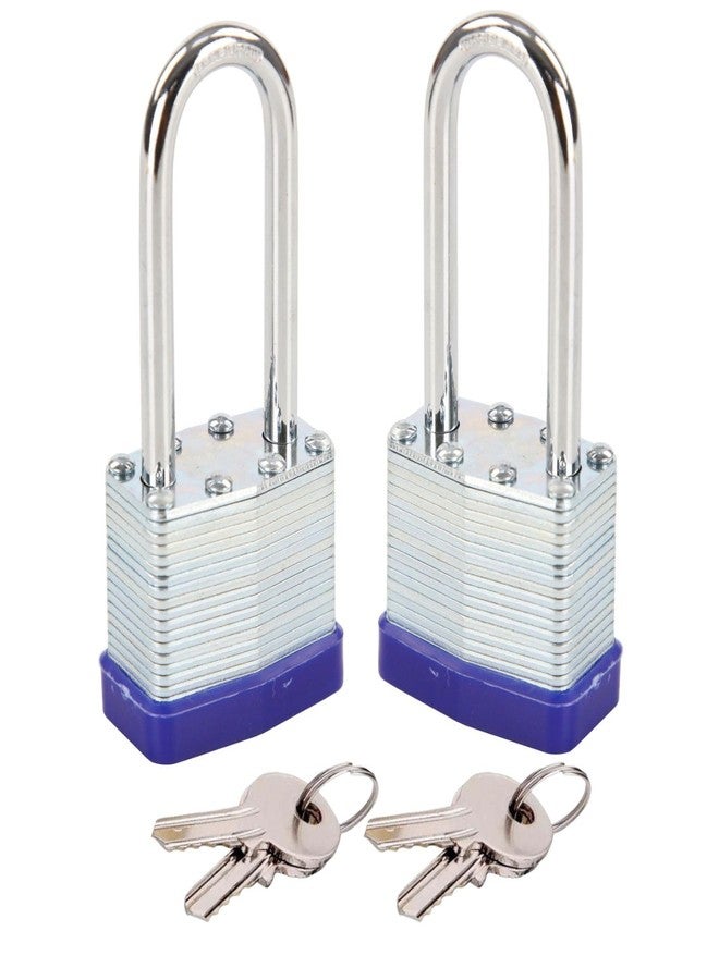 SEPOX Padlock with Key Same Laminated Steel Keyed Alike Padlock with Long Hardened Steel Shackle Padlocks 1-9/16" Wide Body Pack of 2 - Image 1