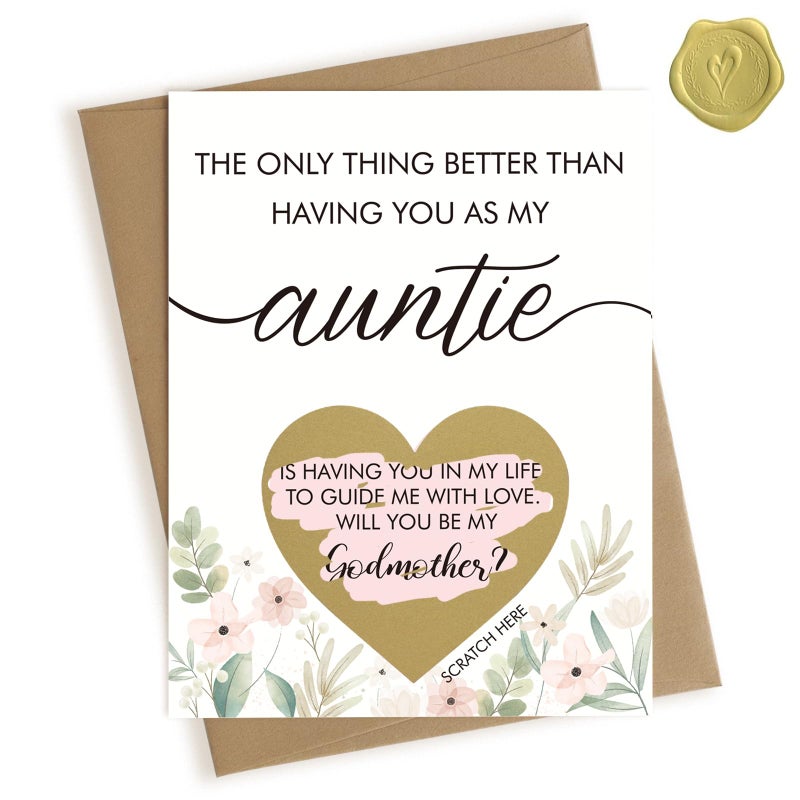HAMUIERS Will You Be My Godmother Scratch Off Card for Auntie, Godmother Proposal Gift from Niece Nephew, Godmother Request Asking Card - Image 1