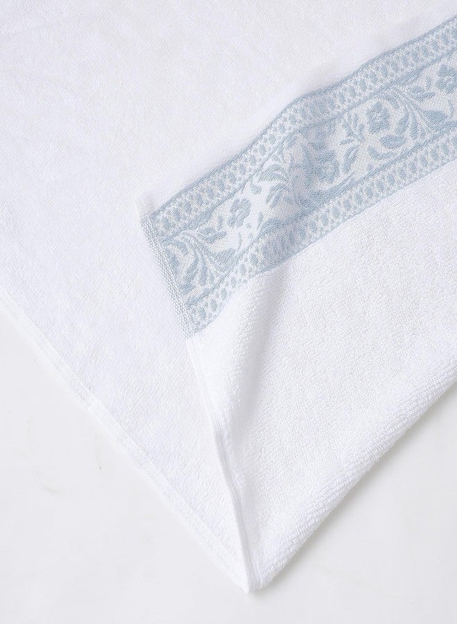 Modern Threads Allie 6-Piece 100% Cotton Towel Set - Jacquard Floral Border - Includes 2 Bath Towels, 2 Hand Towels, 2 Washcloths - Absorbent, Quick Dry, Soft & Durable - Light Blue - Image 2