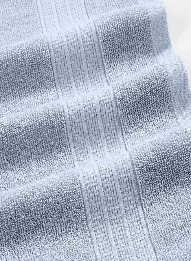 Modern Threads Allie 6-Piece 100% Cotton Towel Set - Jacquard Floral Border - Includes 2 Bath Towels, 2 Hand Towels, 2 Washcloths - Absorbent, Quick Dry, Soft & Durable - Light Blue - Image 3