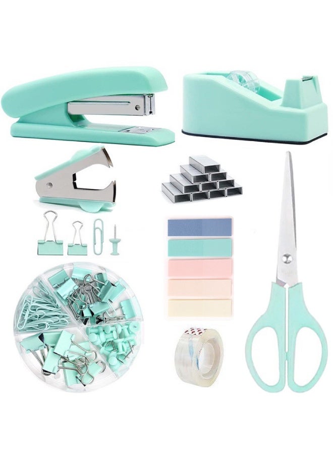 كيدل لوازم مكتبية، ملحقات مكتبية، طقم دباسة وموزع شريط لاصق مع دباسة، موزع شريط لاصق، مزيل دبابيس، دبابيس، مشابك، مقص وعلامات تبويب، هدية للطلاب وزملاء العمل - Image 1