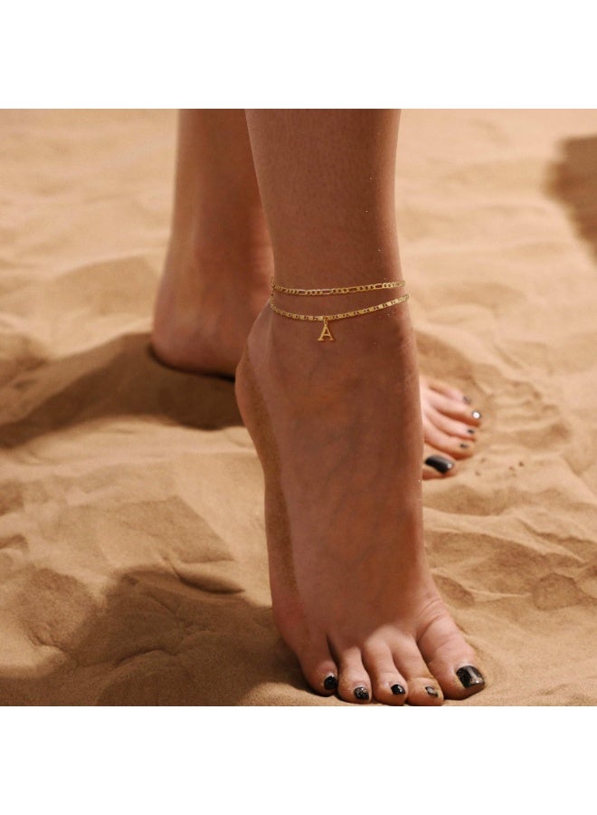 Ucanbe Beach Style Letter Anklet Set – Gold Women's Versatile Casual Ankle Jewelry - Image 5