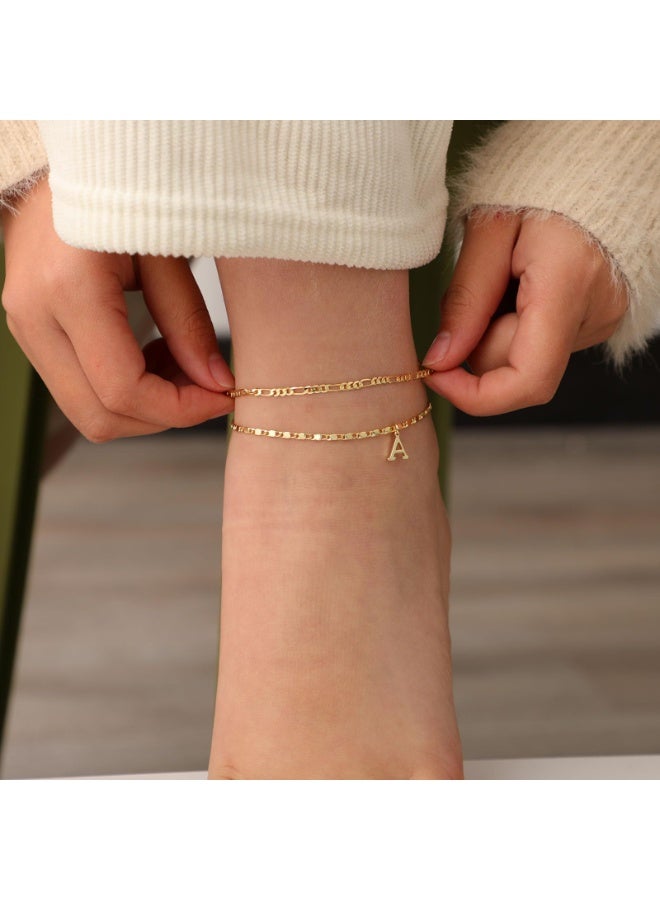 Ucanbe Beach Style Letter Anklet Set – Gold Women's Versatile Casual Ankle Jewelry - Image 4