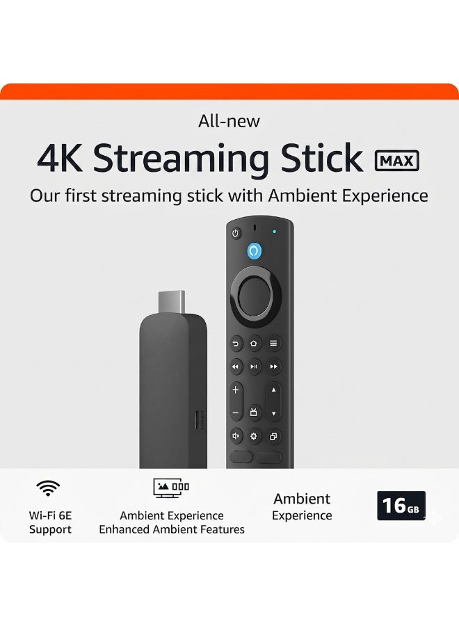 امازون ليس  جهاز بث تلفزيوني، يدعم دقة 4K Max، ويدعم واي فاي 6E، بسعة تخزين 16 جيجابايت، وواي فاي مزدوج بتردد 2.4 جيجاهرتز + 6E، ويدعم بث فائق الوضوح لجميع التطبيقات الشائعة. - Image 4