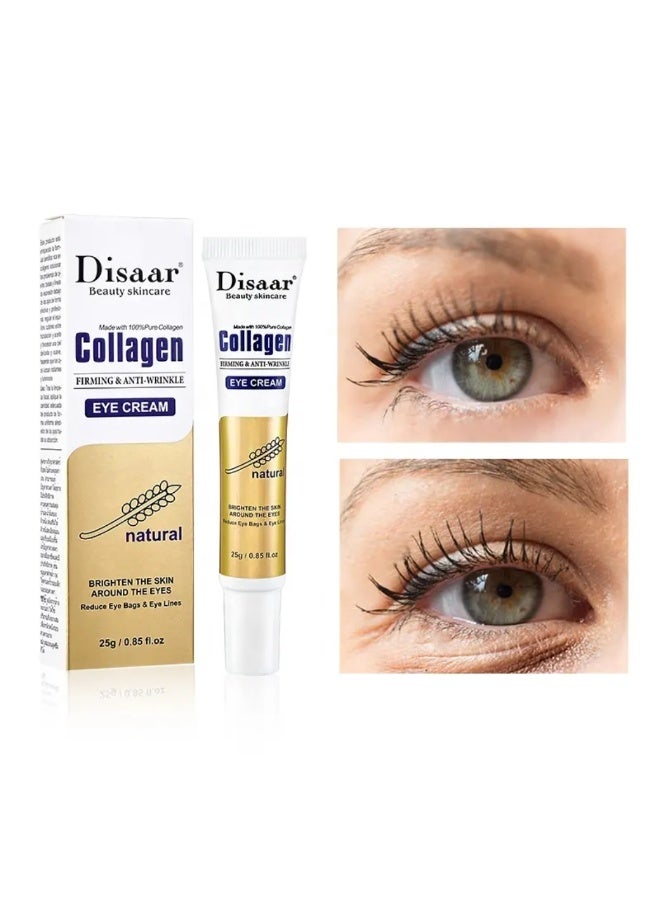 Disaar كريم عين الكولاجين لتقوية البشرة ومكافحة التجاعيد وتفتيح البشرة وتقليل أكياس العين كريم إصلاح الكولاجين لمكافحة الشيخوخة يقلل من الهالات السوداء والانتفاخ تحت العين كريم عين نقي بالكولاجين 25 جرام - Image 3