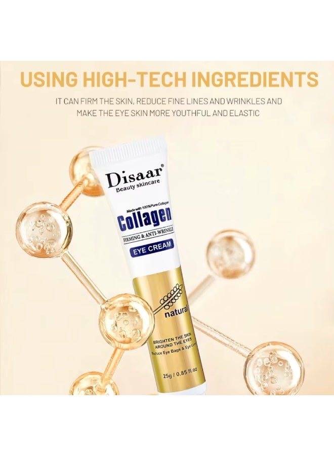 Disaar كريم عين الكولاجين لتقوية البشرة ومكافحة التجاعيد وتفتيح البشرة وتقليل أكياس العين كريم إصلاح الكولاجين لمكافحة الشيخوخة يقلل من الهالات السوداء والانتفاخ تحت العين كريم عين نقي بالكولاجين 25 جرام - Image 5