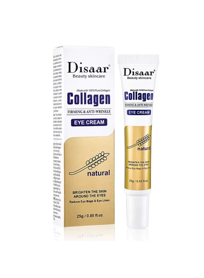 Disaar كريم عين الكولاجين لتقوية البشرة ومكافحة التجاعيد وتفتيح البشرة وتقليل أكياس العين كريم إصلاح الكولاجين لمكافحة الشيخوخة يقلل من الهالات السوداء والانتفاخ تحت العين كريم عين نقي بالكولاجين 25 جرام - Image 2