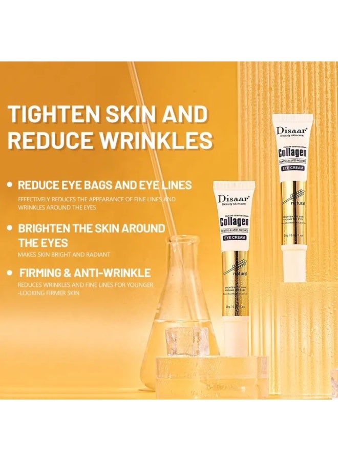 Disaar كريم عين الكولاجين لتقوية البشرة ومكافحة التجاعيد وتفتيح البشرة وتقليل أكياس العين كريم إصلاح الكولاجين لمكافحة الشيخوخة يقلل من الهالات السوداء والانتفاخ تحت العين كريم عين نقي بالكولاجين 25 جرام - Image 4