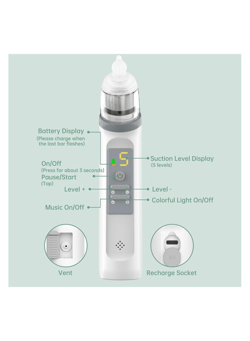 SYOSI 1PCS Automatic Nose Cleaner with Silicone Nose Tips & 5 Levels of Suction & Music Soothing Function Rechargeable Portable - Image 2