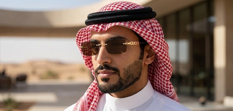 غوتشي نظارات شمسية مستطيلة بدون إطار من غوتشي GG1808S 004 52 للجنسين - إطار ذهبي وعدسات بنية - Image 4