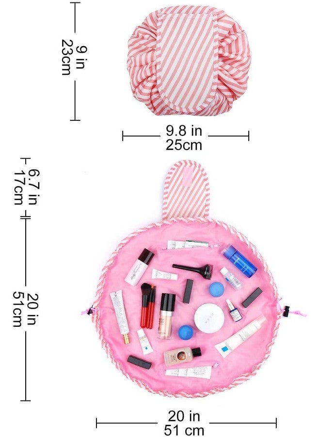 Estervig حقيبة مكياج قابلة للحمل من إستيرفيغ، سعة كبيرة، حقيبة تجميل كسولة، منظم أدوات التجميل للسفر مقاوم للماء، حقيبة زينة قابلة للطي للنساء، حقيبة تخزين مكياج متعددة الوظائف (خطوط وردية) - Image 2