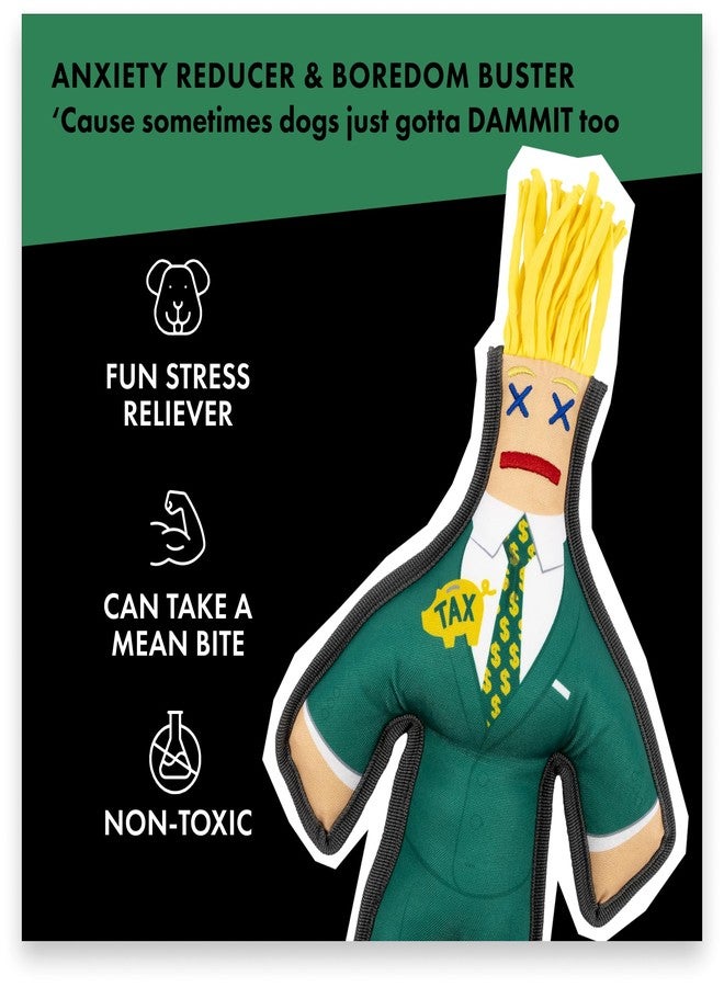 Dammit Doll Squeaky Dog Chew Toy - The Tax Man - Funny Doorstep Intruders for Pets Who Protect the Yard - Durable Ballistic Nylon Piping, Soft & Barkably Satisfying - Image 2