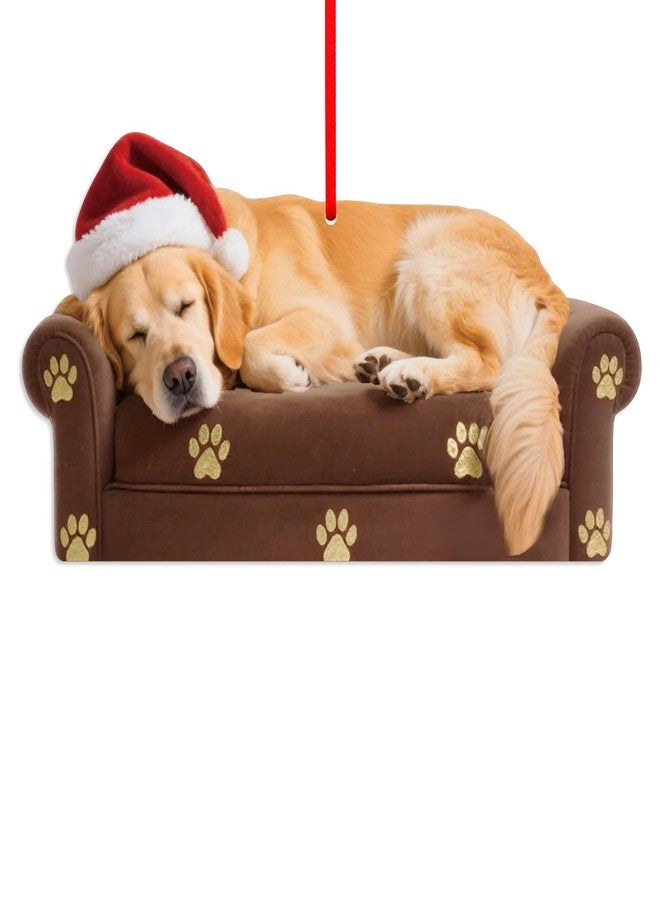 D4DREAM Sleepy Golden Retriever Ornament - 3.54''x1.8'' Acrylic Dog Ornament for Christmas Tree Decorations Golden Retriever Gifts Keepsake for Dog Lovers Family Friends (2D) - Image 1