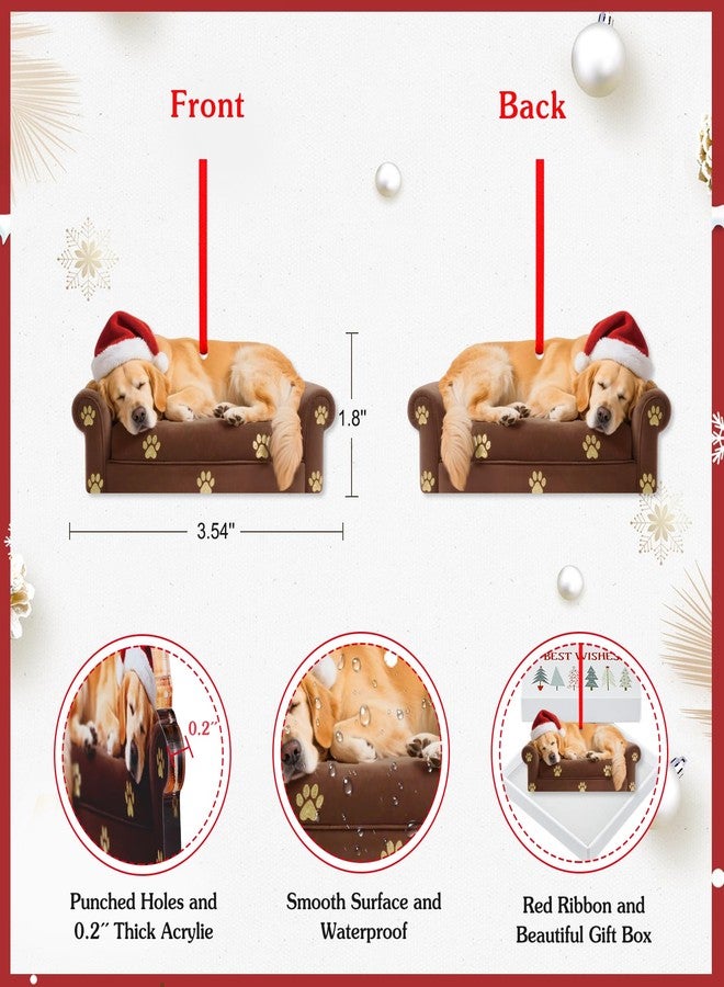 D4DREAM Sleepy Golden Retriever Ornament - 3.54''x1.8'' Acrylic Dog Ornament for Christmas Tree Decorations Golden Retriever Gifts Keepsake for Dog Lovers Family Friends (2D) - Image 4