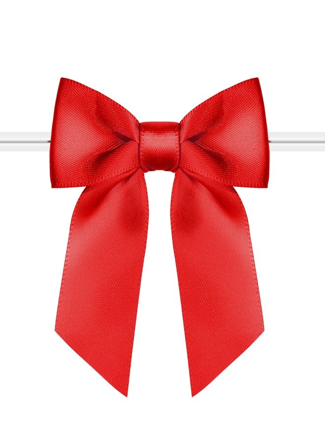 Rainbow Pana RainbowPana 120 Pack Christmas Luxury Twist Tie Bows, Red 3" Satin Ribbon Pretied Bows, Premade Craft Decoration for Package Cake Pop Basket Favors Cookie Candy, Gift Wrapping Baby Shower Wedding - Image 1