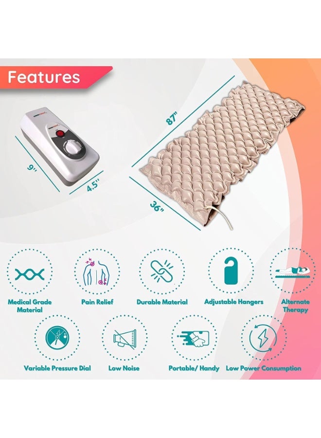 Alternating Air Pressure Mattress with Electric Air Pump, Adjustable Pressure Air Mattress for Comfortable Home Care, Full Size PVC Mattress - Image 3