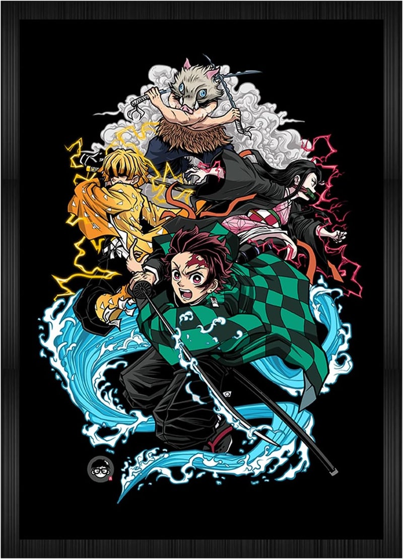 CodersParadise engineered wood Demon Slayer Wall Poster Frames|Aesthetic A4 Poster Frames For Home, Living Room, Bedroom and Office|Wall Frames Artworks|Hanging Theme Posters - Image 1