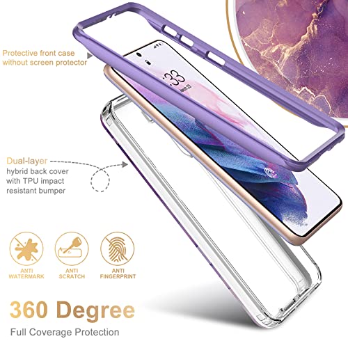 ESDOT for Samsung Galaxy S21 Case,Military Grade Passing 21ft Drop Test,Rugged Cover with Fashionable Designs for Women Girls,Shockproof Protective Phone Case for Galaxy S21 6.2" Glitter Purple Marble - Image 3