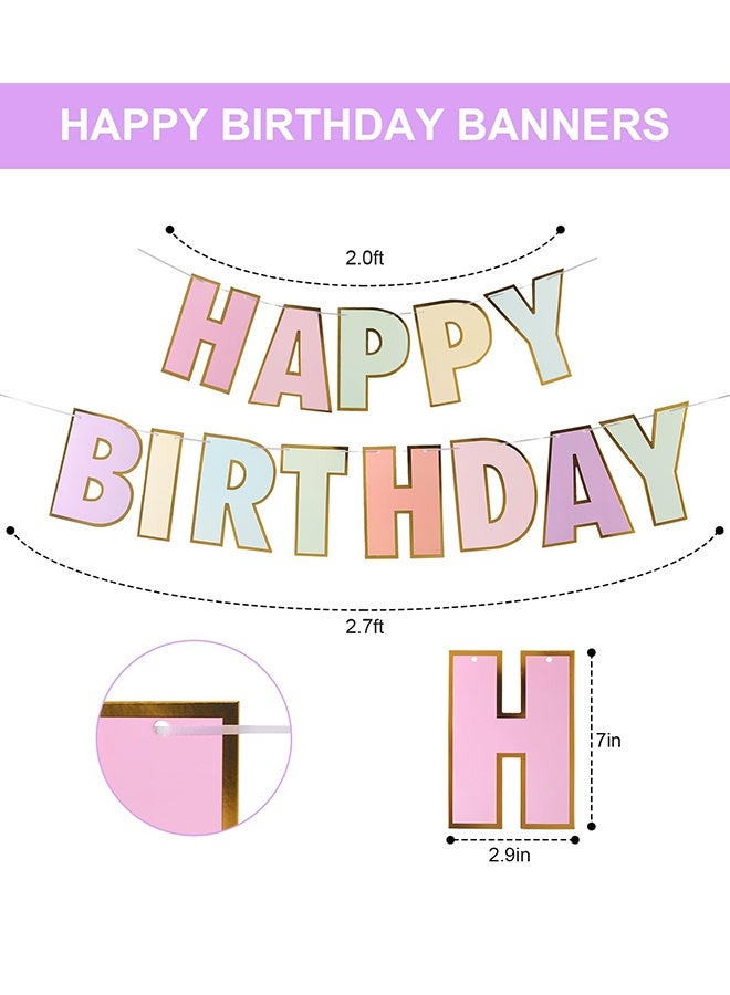 3 قطع مجموعة ديكور حفلة عيد ميلاد بألوان الباستيل ماكارون لافتة عيد ميلاد سعيد وأعلام مثلثة ملونة ديكور معلق نابض بالحياة للأطفال والكبار للاحتفالات في المنزل وفي الهواء الطلق لعيد الفطر ولحفلات أعياد الميلاد - Image 4