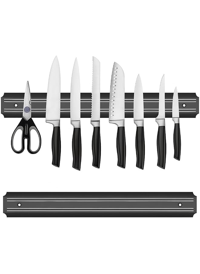 S-TOP 15 Inch Magnetic Knife Holder Set of 2, Black Powerful Magnetic Knife Strip for Wall Mount, Space-Saving Magnetic Knife Rack with Screws for Kitchen Tools Utensils,Assorted Color - Image 1