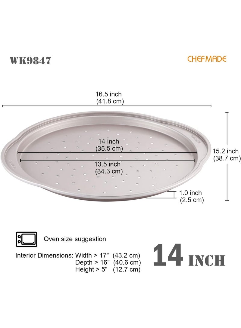 شيف ميد صينية بيتزا مقرمشة 14 إنش غير لاصقة تصميم مثقّب لطهي مثالي وتحمير متساوٍ متينة وسهلة التنظيف لتحضير البيتزا الاحترافية في المنزل - Image 2