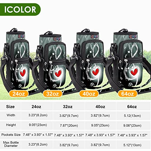 icolor Water Bottle Carrier Bag Holder 25/32/40/64oz,Adjustable Padded Shoulder & Handle Strap Sports Sling Hiking Pack,Insulated Neoprene Wide Mouth Bottle Sleeve - Image 3