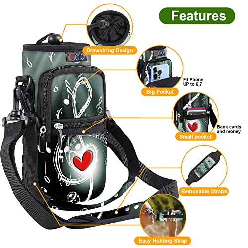 icolor Water Bottle Carrier Bag Holder 25/32/40/64oz,Adjustable Padded Shoulder & Handle Strap Sports Sling Hiking Pack,Insulated Neoprene Wide Mouth Bottle Sleeve - Image 4