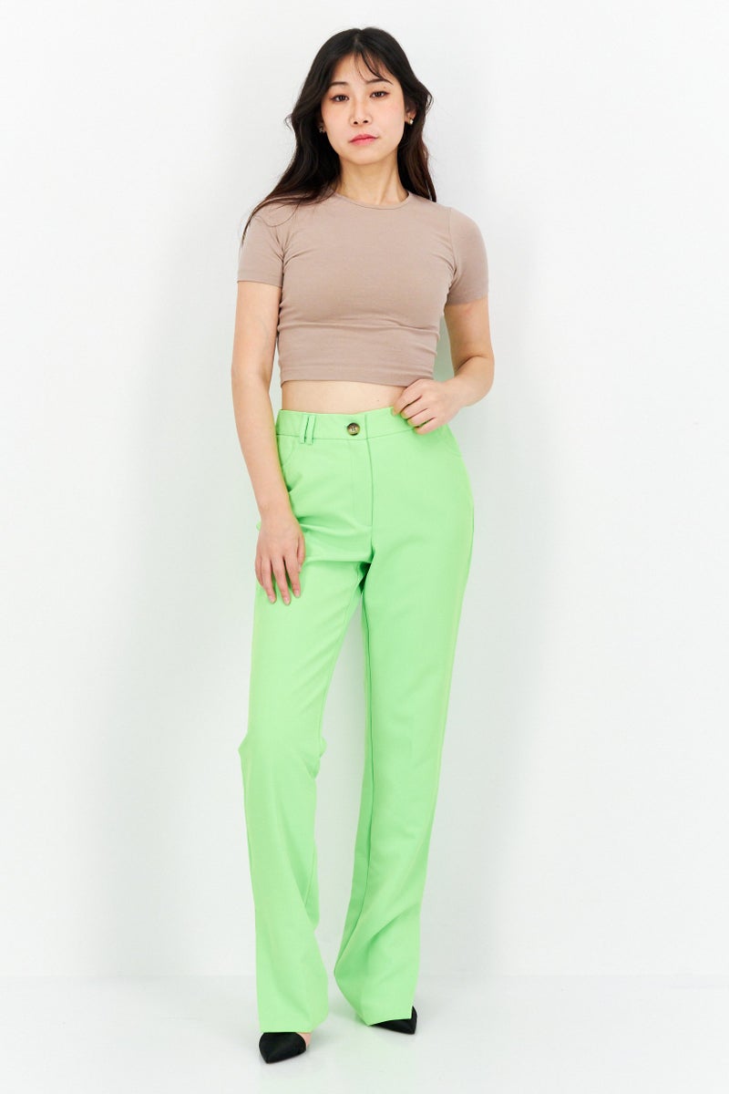 RIVER ISLAND Women Regular Fit Plain Straight Leg Pants, Bright Green - Image 3