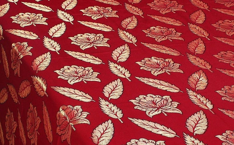 Peponi Silk Jaquard Woven Double Bedsheet with 2 Pillow Covers (Standard_D.Maroon & Gold) - Image 3