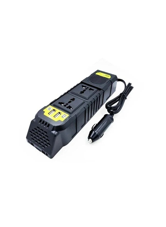 NEEHOON Power Inverter 200W  DC 12V to AC 220V Adapter, Dual Universal AC Outlets & Dual USB Fast Charging Ports with Smart Chip, Cooling Fan & ABS Flame Retardant Shell - Black - Image 3