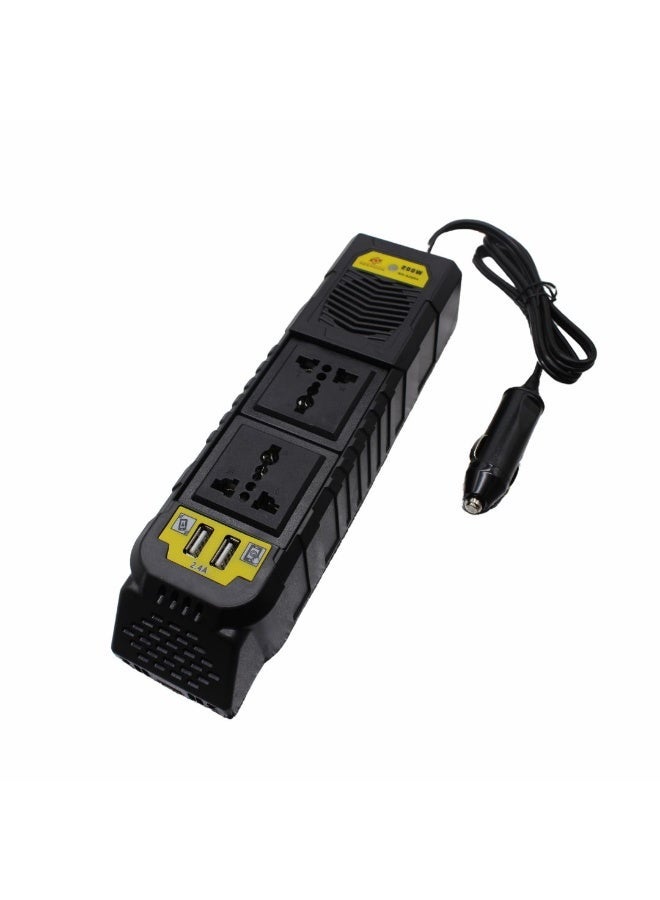 NEEHOON Power Inverter 200W  DC 12V to AC 220V Adapter, Dual Universal AC Outlets & Dual USB Fast Charging Ports with Smart Chip, Cooling Fan & ABS Flame Retardant Shell - Black - Image 5