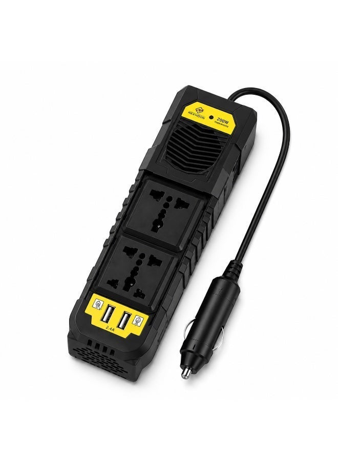 نيهون محول كهرباء سيارة 200 واط 12V إلى 220V بمنفذين AC وUSB مزدوج مع حماية ذكية للرحلات والتخييم - Image 1