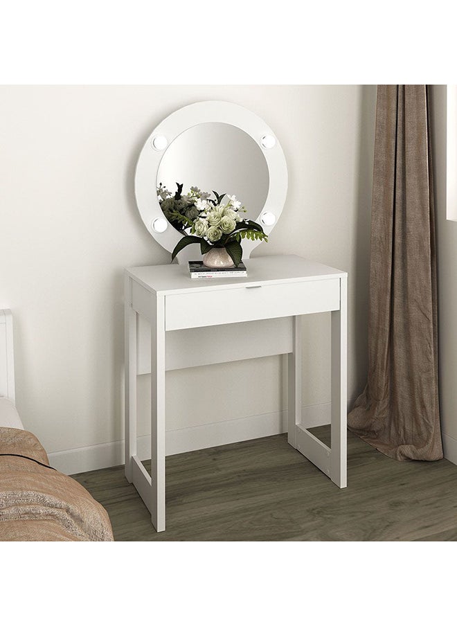 DANUBE HOME Eldon Dressing Table With Mirror And Drawer Durable Vanity Table Dressing Makeup Desk With Storage Modern Design Bedroom Furniture L 160x45x82 Cm White  - Image 1