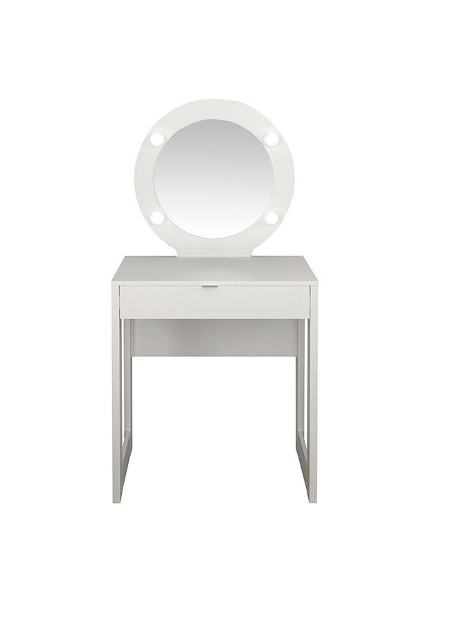 DANUBE HOME Eldon Dressing Table With Mirror And Drawer Durable Vanity Table Dressing Makeup Desk With Storage Modern Design Bedroom Furniture L 160x45x82 Cm White  - Image 2