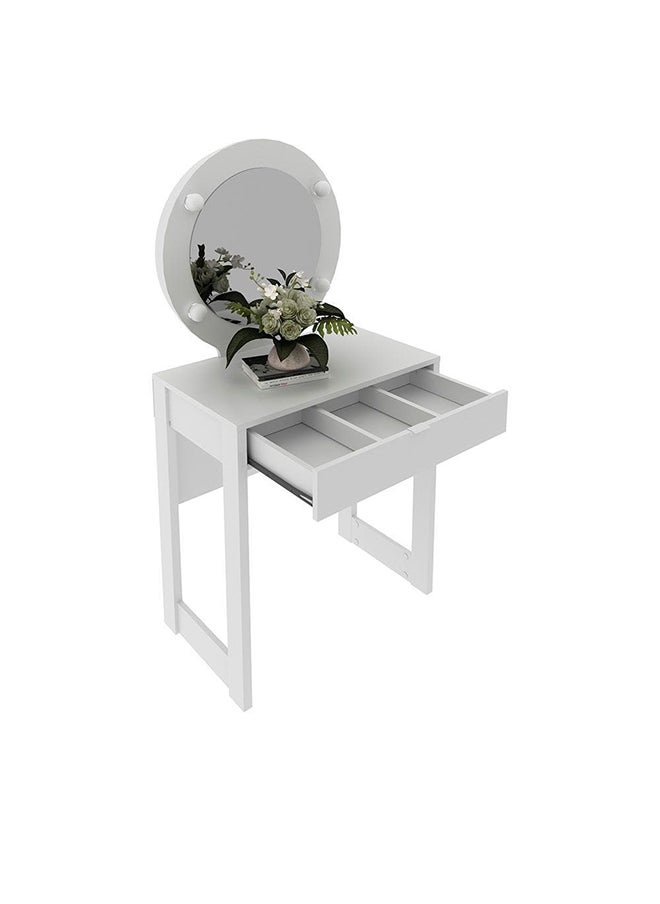 DANUBE HOME Eldon Dressing Table With Mirror And Drawer Durable Vanity Table Dressing Makeup Desk With Storage Modern Design Bedroom Furniture L 160x45x82 Cm White  - Image 3