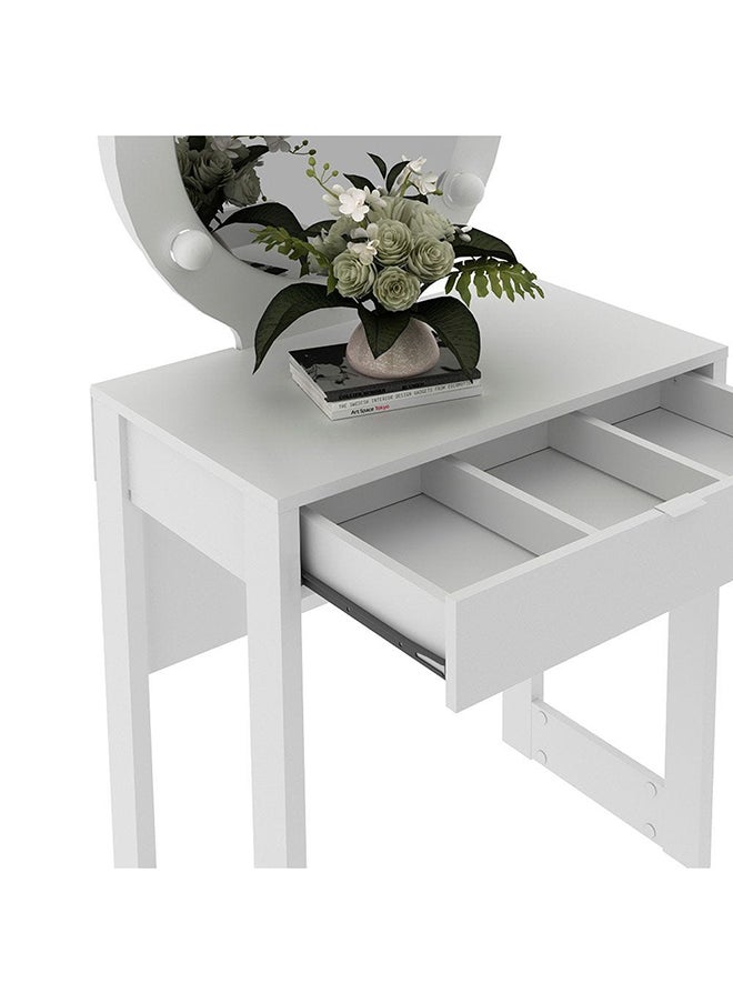 Eldon Dressing Table With Mirror And Drawer Durable Vanity Table Dressing Makeup Desk With Storage Modern Design Bedroom Furniture L 160x45x82 Cm White
