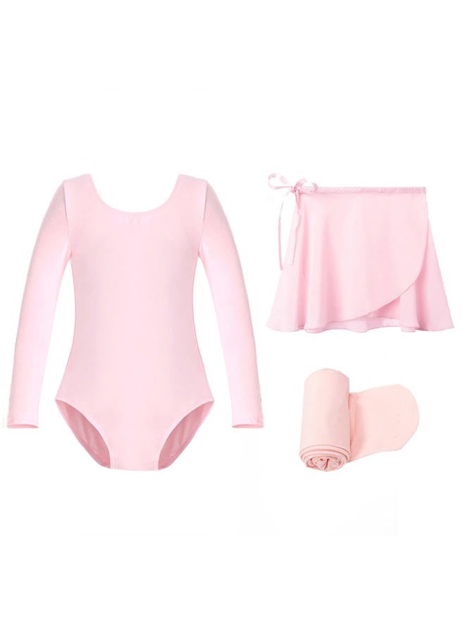 Stelle Girls Long Sleeve Ballet Leotards with Separated Skirt (Ballet Pink,90) - Image 1